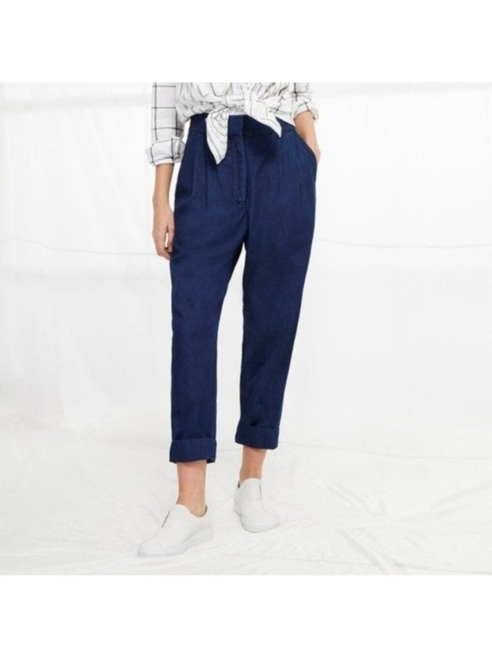 French Conn Geada Light Denim Jeans Paperbag Waist